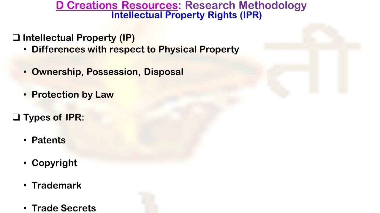 Intellectual, Property,  Right, IP, Ep 27, Research Methodology, IPR,  Types, D Creations Resources