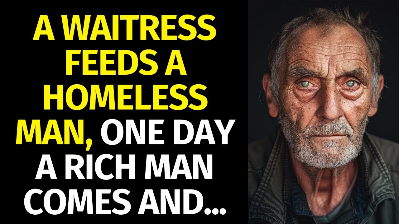A waitress feeds a homeless man, one day a rich man comes and...