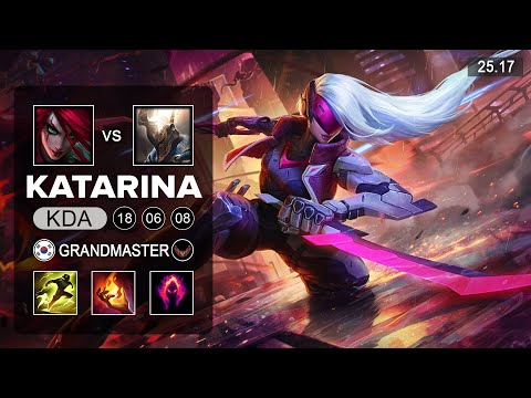 Katarina vs Pantheon Mid - KR Grandmaster - Patch 25.17 Season 15