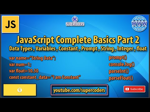 Javascript Complete Basics Tutorial Part 2 Variables Constants Console String Int Float