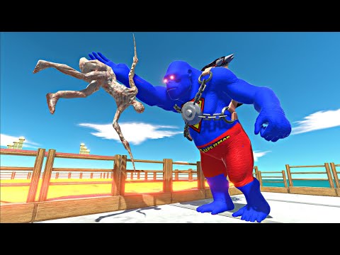 Superman Goro Skullstride vs Infernals on Hell Bridge - Animal Revolt Battle Simulator
