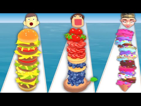 BURGER RUSH vs PANCAKE RUN vs ICE CREAM RUN - Triple Game
