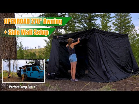Camping with OPENROAD 270° Awning + Side Wall | Jeep Wrangler Setup & ASMR Camping Sounds