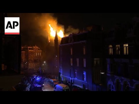 Firefighters battle huge fire at Amsterdam church on New Year’s Day