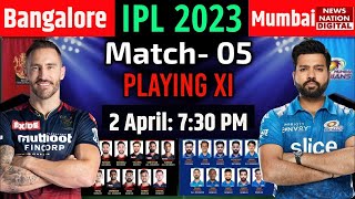 RCB vs MI Playing 11 2023: Royal Challengers Bangalore vs Mumbai Indians Playing 11 Today Match