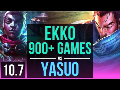 EKKO vs YASUO (MID) | 2.0M mastery points, 900+ games, Triple Kill | NA Challenger | v10.7