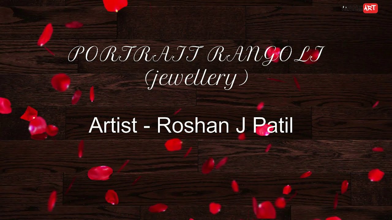 portrait rangoli of a jewellery bride by roshan j patil