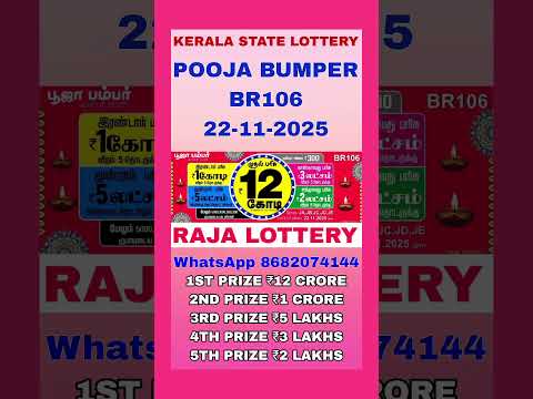 POOJA BUMPER BR106 22-11-2025 Saturday @Rajalottery #keralastatelottery #BUMPER #2025 #crore #12