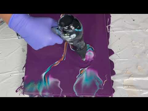 AMAZING Gradient Colors Acrylic Pouring on a Purple Background