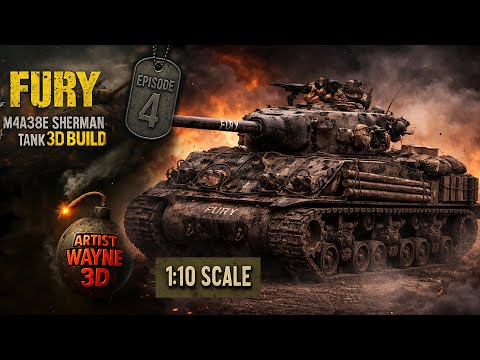 BRINGING FURY TO LIFE! Huge 1:10 Sherman Tank 3D Build – Ep 4