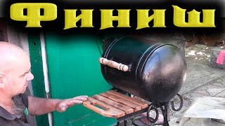 Откидной столик их хлама на мини барбекюшницу своими руками. барбекющница из газового баллона, мангал из газового баллона, откидной столик на мангал, откидной столик на мангал своими руками, как сделать на мангал