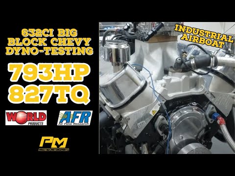 Ken's 632ci Big Block Chevy Industrial Airboating Engine Dyno Testing at Prestige - 793HP 827TQ