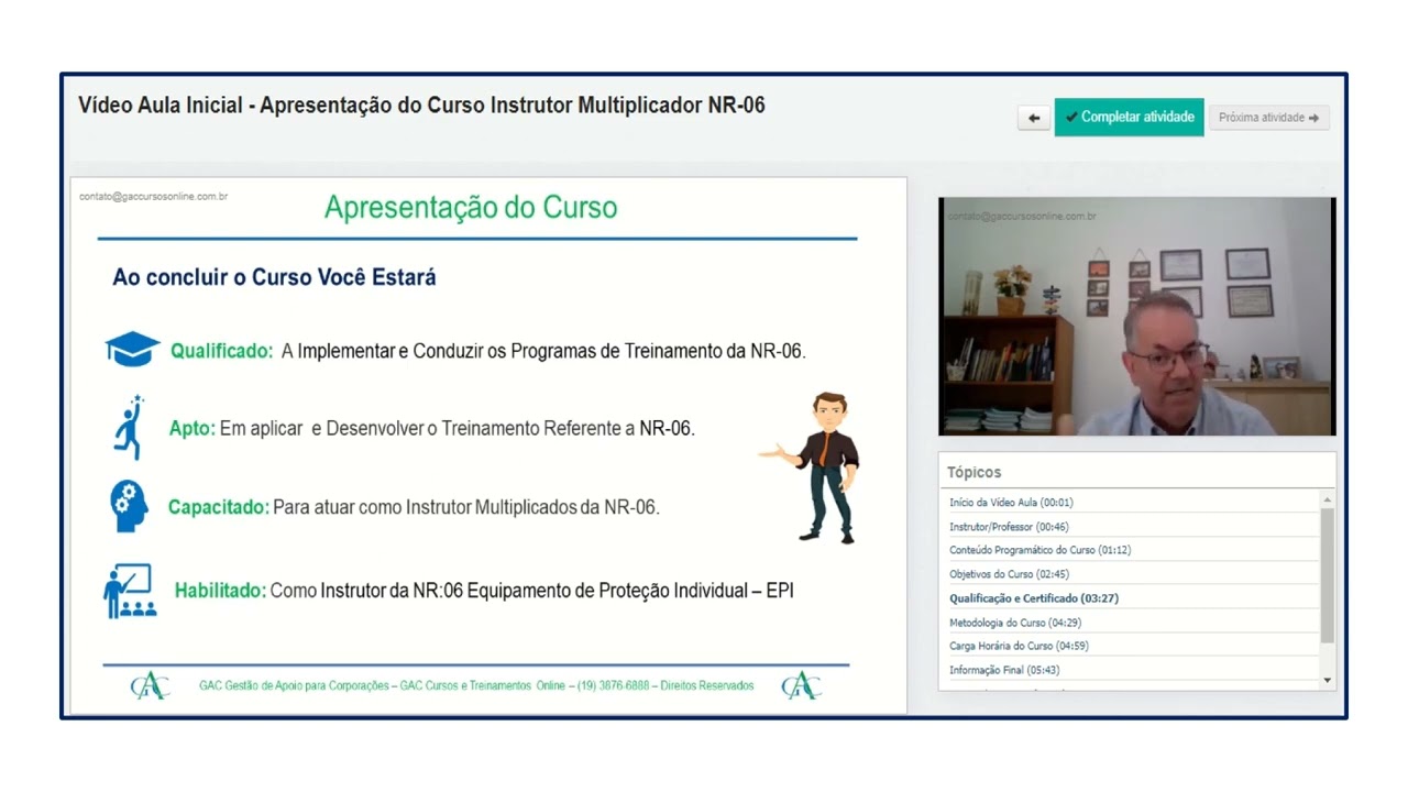 Curso Instrutor Multiplicador de NR-06 - Equipamento de Proteção Individual - EPI.