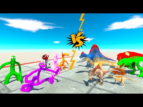 Rainbow Friends vs Carnivore Dinosaurs DEATH CLIMB - Animal Revolt Battle Simulator