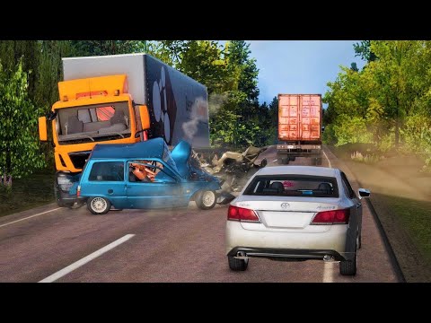 BeamNG Drive - Highway Car Crashes #24