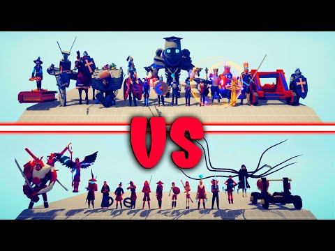 SAMURAI TEAM & SPOOKY TEAM vs MEGA MEDIEVAL TEAM - Totally Accurate Battle Simulator TABS