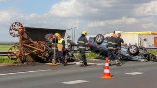 preview picture of video 'Drie gewonden bij verkeersongeval op de A59 bij Sprang-Capelle (2013-06-15)'