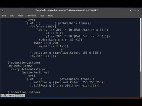 Clojure Program to draw a graphics  sine wave.