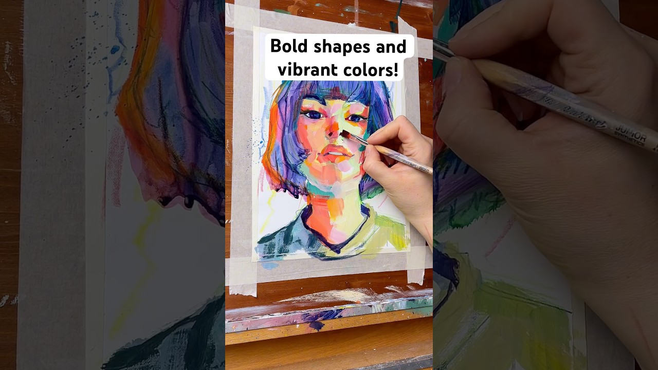 Vibrant Acrylic portrait Painting👩‍🎨 #acrylicart #portraitpainting #colorfulart