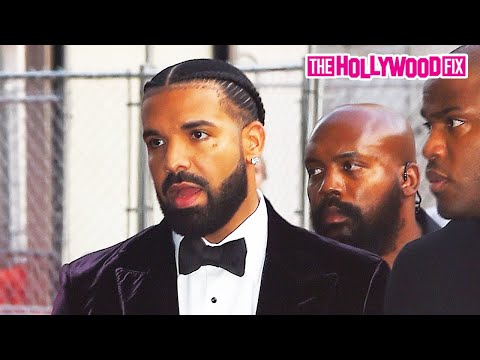 Drake Arrives In A Black Velvet Tuxedo With Heavy Security At The 'Amsterdam' Movie Premiere In N.Y.