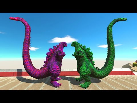 Monster Green Shin Godzilla Vs Shin Godzilla  Purple Death run  -  Animal Revolt Battle Simulator