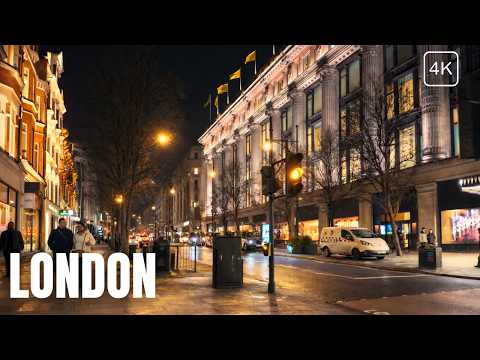 London Night Walk | Regent Street to Oxford Street | Relaxed Winter Walk Through Mayfair (4K)