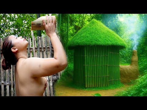 Build a round bamboo house - A shelter for survival during the winter deep in the forest | phượng pú