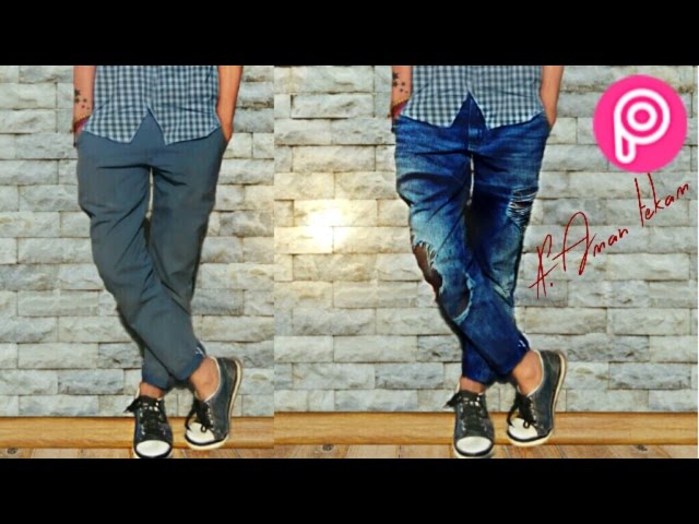 simple damage jeans