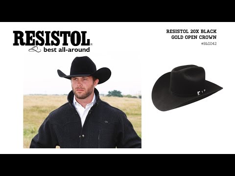 Resistol 20X Black Gold Open Crown Felt Cowboy Hat
