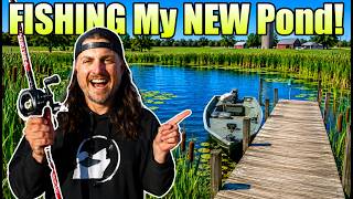FIRST Time Fishing my BACKYARD POND and there's GIANT Fish!!!