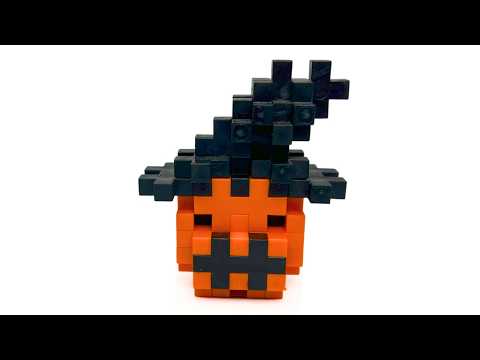 Plus-Plus Halloween Pumpkin with Witch Hat Instructions