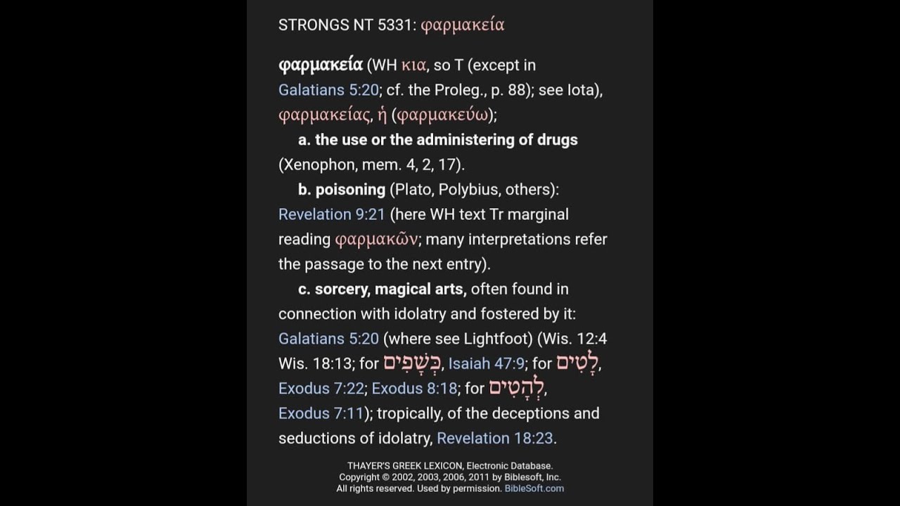 Pharmakeia; Greek for sorcery-witchcraft ucgcaribbean@gmail.com