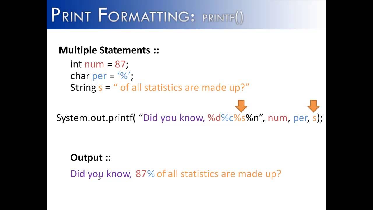 Print Formatting Part 2: printf() Multiple Statements (Java)