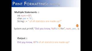 Print Formatting Part 2: printf() Multiple Statements (Java)