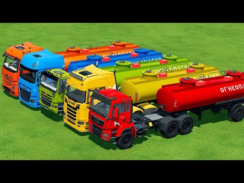 TRANSPORTING CARS, AMBULANCE, POLICE CARS, FIRE TRUCK, MONSTER TRUCK OF COLORS! WITH TRUCKS! - FS 22