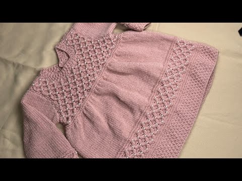 Hand Knitted baby frock top sweater for six to twelve (6-12)months old detail tutorial