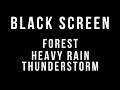 HEAVY RAIN and THUNDERSTORM Sounds for Sleeping 1 HOUR BLACK SCREEN - Forest Rain Thunder Relaxation