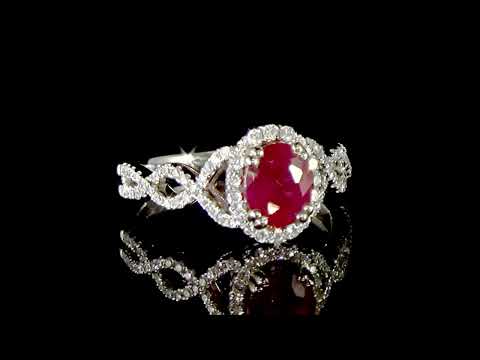 Lady's 18k White/Yellow Gold Burma Ruby and Diamond Ring