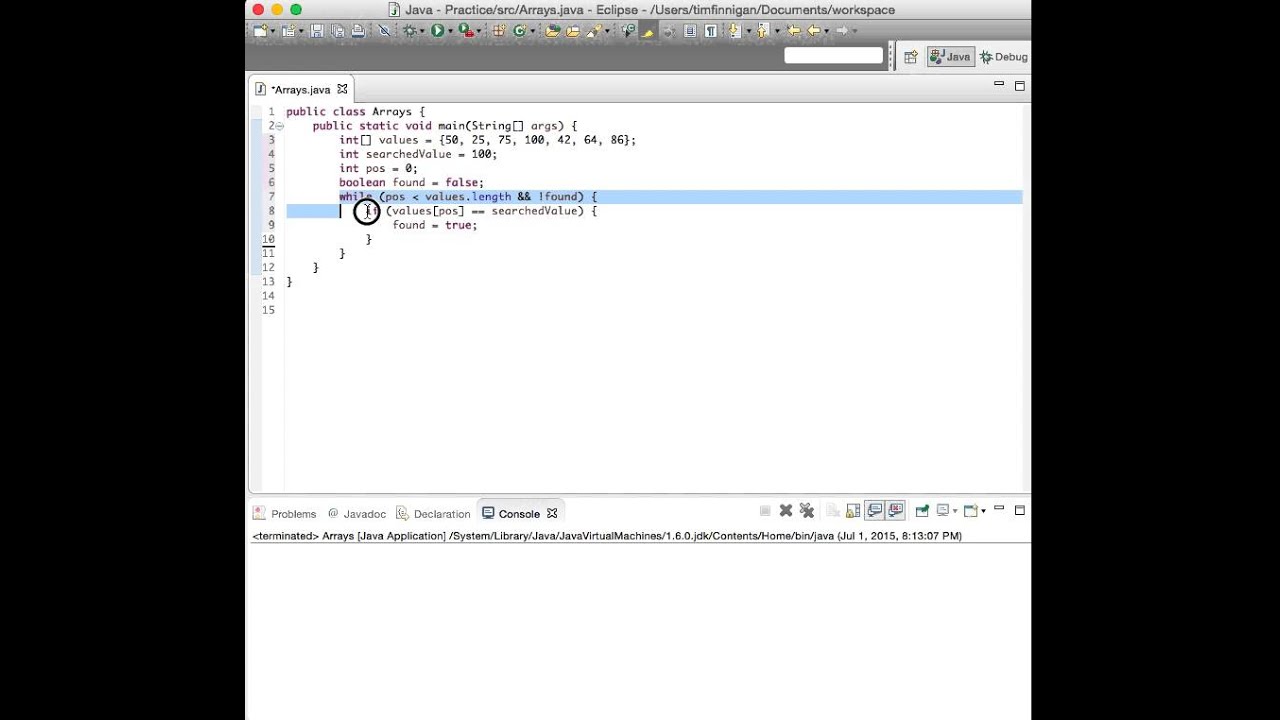 Linear Search in an Array (Java)