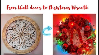 Repurposing Wall Decor into Christmas Wreath #diy #homedecor #christmas #christmasdecor #diycrafts