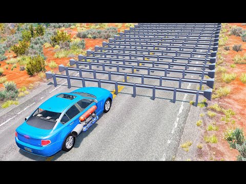 Cars vs Numerous Guardrails – BeamNG.Drive