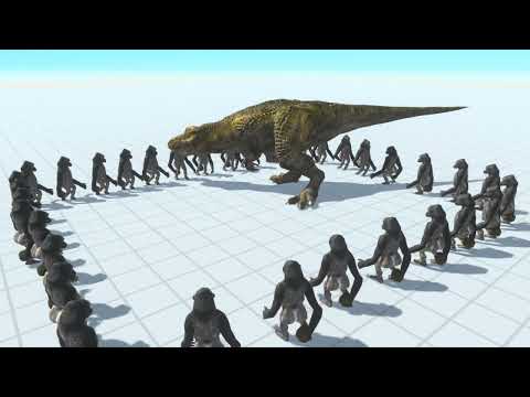 animal revolt battle simulator - T-Rex vs 25 poojectile gorilla's