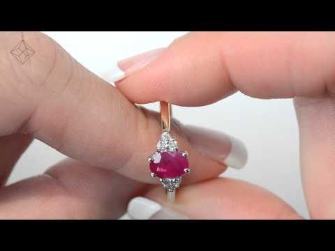 N4333 - Stunning Ruby 7mm x 5mm And Diamond 18K Gold Ring