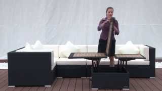 OUTFLEXX Gartenlounge, creme/weiß, schwarz, Polyrattan, für 6 Personen, inkl. Loungetisch, wasserfeste Kissenbox