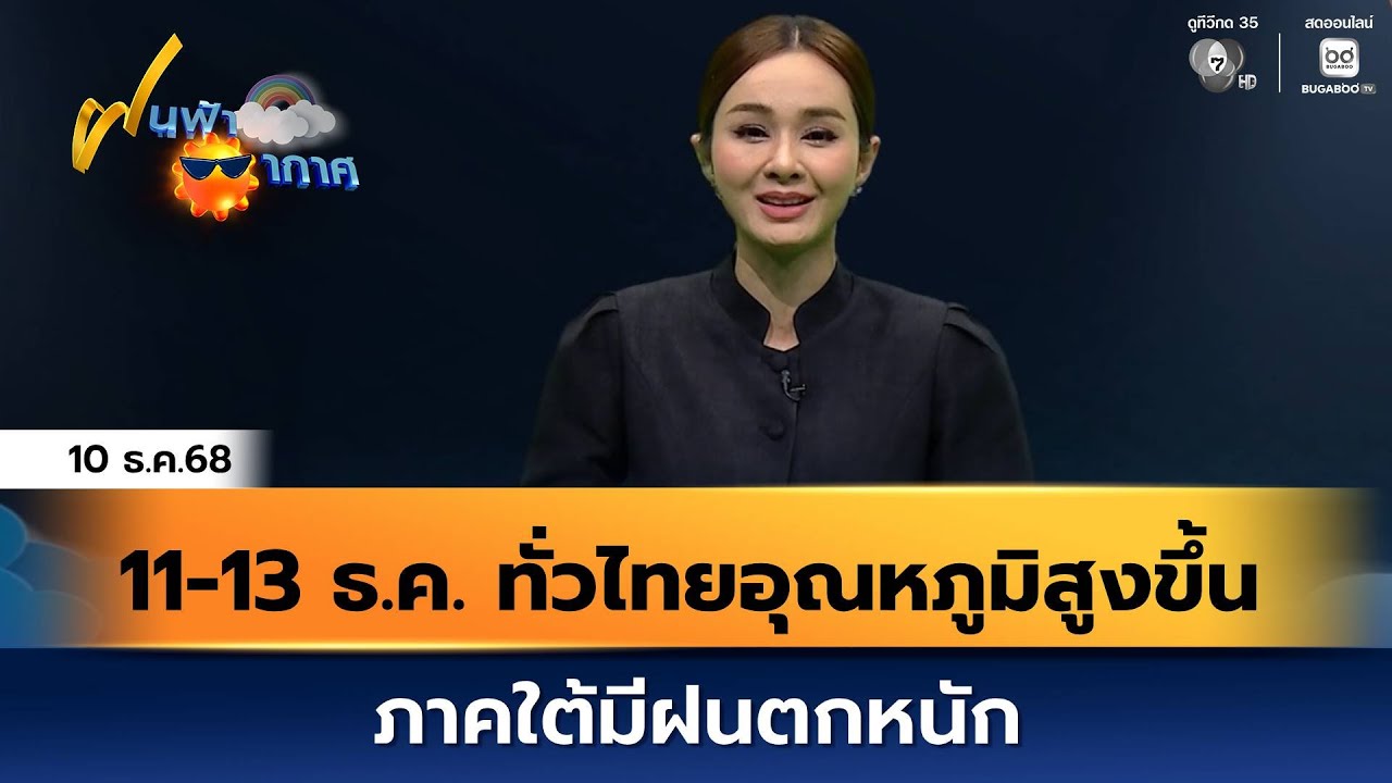 ฝนฟ้าอากาศ 10 ธ.ค.68 | 11-13 ธ.ค.นี้ ทั่วไทยอุณหภูมิสูงขึ้น ?