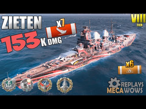 BattleShip Zieten 7 Kills on Northern Waters Map | World of Warships