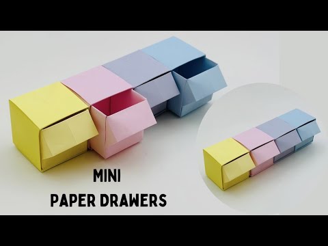 DIY MINI PAPER  DRAWERS / PAPER CRAFT/ SMALL ORIGAMI STORAGE BOX DIY / DESK ORGANIZER DRAWER