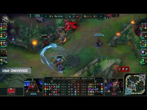 UOL vs FNC Highlights Game 3 EU LCS SUMMER 2017 Unicorns of Love vs Fnatic by Onivia