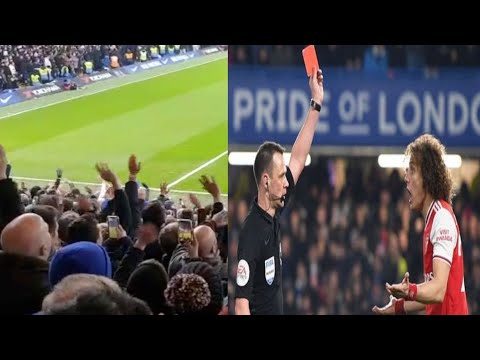CHELSEA FANS LAUGH AT DAVID LUIZ RED CARD | CHELSEA VS ARSENAL