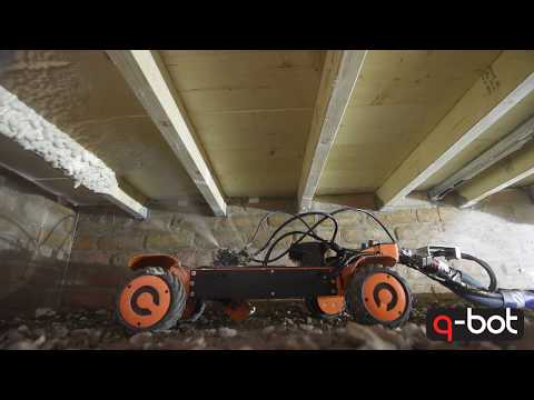 Q-Bot underfloor insulation robot applying foam insulation